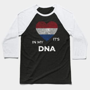 It's In My Dna Dutch Flag Netherlands Genealogy Ancestry Descent Nationality Fingertip Heart Baseball T-Shirt